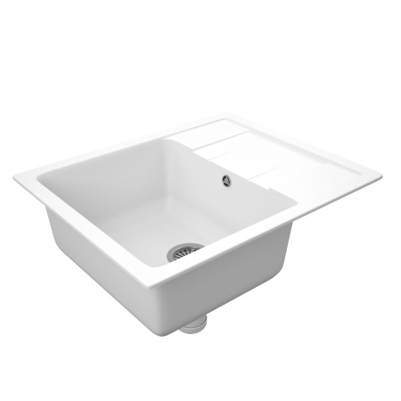 Мойка для кухни оборачиваемая с крылом BAU Stil White snow 61х50, выпуск с сифоном в комплекте, белый снег