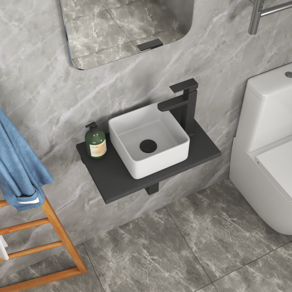 Столешница кварц под накладную раковину BAU Hotel 50 с кронштейнами, серый металлик - MRY0010