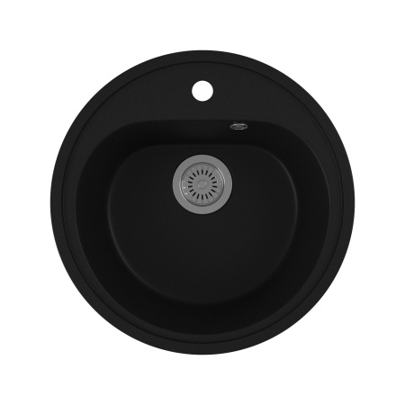 Мойка для кухни BAU Dream Black coal D 44, выпуск с сифоном в комплекте, черный уголь