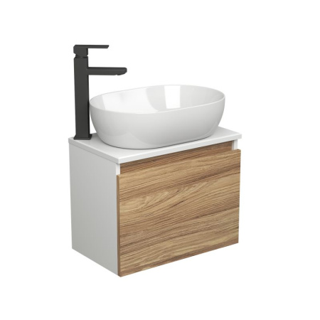 Комплект для ванной, 3 предмета (Тумба подвесная Bau Blackwood 50 + Раковина BAU 48х34, Смеситель высокий Hotel Black, черный)