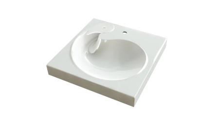 Раковина над стиральной машиной BAU Omega 60х60, литьевой мрамор в комплекте с кронштейнами и сифоном , белый глянец