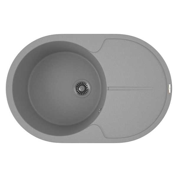 Мойка для кухни врезная кварцевая в комплекте с сифоном BAU Dream Gray silk 78х51, серый шёлк
