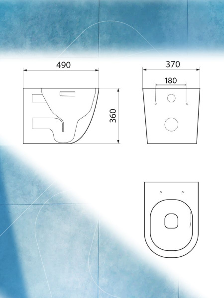 Унитаз подвесной безободковый вихревой Bau Dream Hurricane, быстросъемное тонкое сиденье дюропласт микролифт