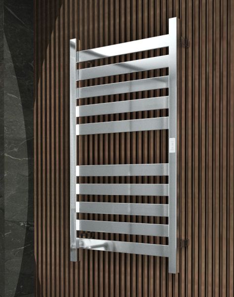 Полотенцесушитель дизайнерский электрический, профильный BAU Elite 50х100, 10 планок, универсальный, нерж. сталь полированная