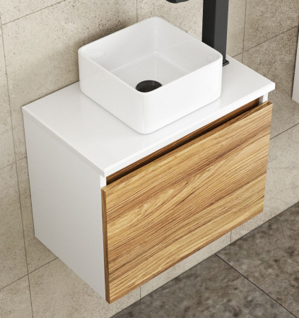 Тумба с раковиной и выпуском (Тумба Bau Dream Blackwood 50, умывальник BAU Mini 24х24, выпуск клик клак, черный)