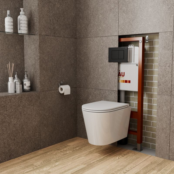 Комплект BAU 6 в 1: инсталляция BAU PRO, унитаз подвесной торнадо Bau Nimb Hurricane-2, сиденье дюропласт микролифт, клавиша BAU Stil, черный матовый