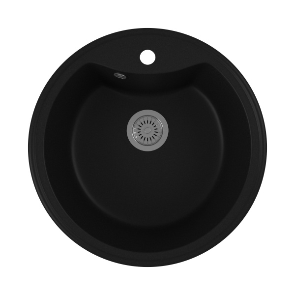 Мойка для кухни BAU Dream Black coal D 51, выпуск с сифоном в комплекте, черный уголь