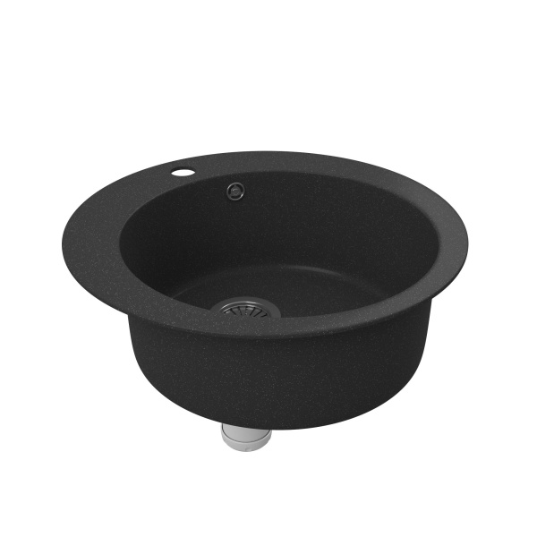 Мойка для кухни BAU Dream Black stone D 50, выпуск с сифоном в комплекте, черный камень