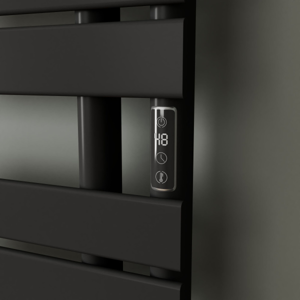 Полотенцесушитель дизайнерский электрический BAU Wind Hook Black 80х50, подключение нижнее, черный матовый