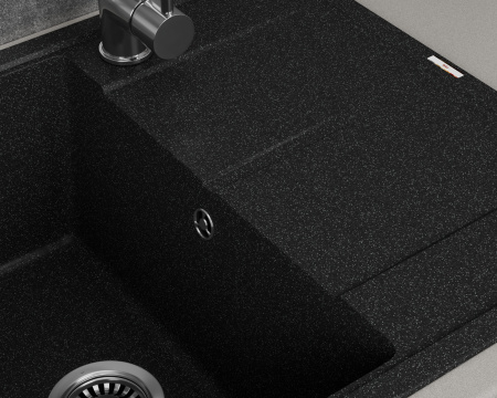 Мойка для кухни врезная кварцевая в комплекте с сифоном BAU Stil Black 65х51, черный