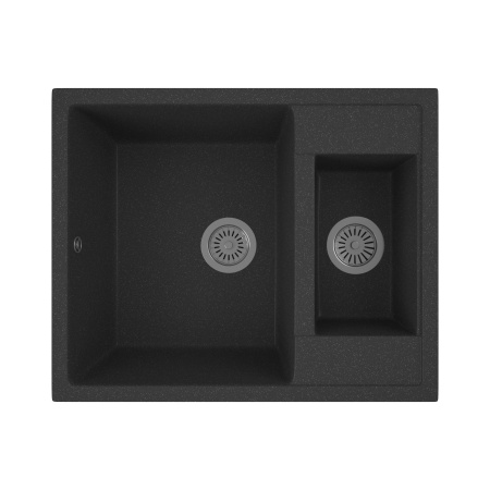 Мойка для кухни оборачиваемая с крылом BAU Stil Black stone 60х50, выпуск с сифоном в комплекте, черный камень