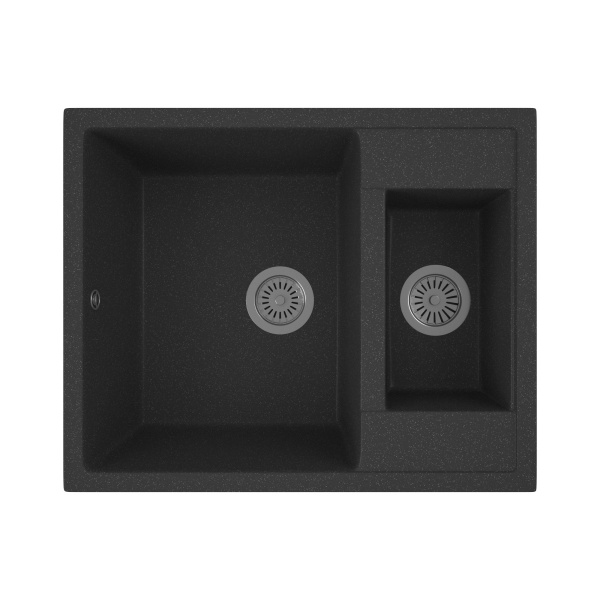 Мойка для кухни оборачиваемая с крылом BAU Stil Black stone 60х50, выпуск с сифоном в комплекте, черный камень