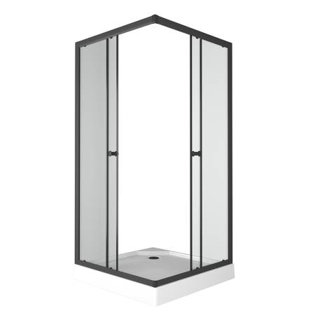 Душевой уголок BAU Stil Hit Black с поддоном 90x90х195, прозрачное закаленное стекло, черный профиль