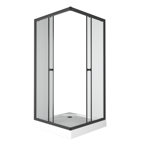 Душевой уголок BAU Stil Hit Black с поддоном 90x90х195, прозрачное закаленное стекло, черный профиль