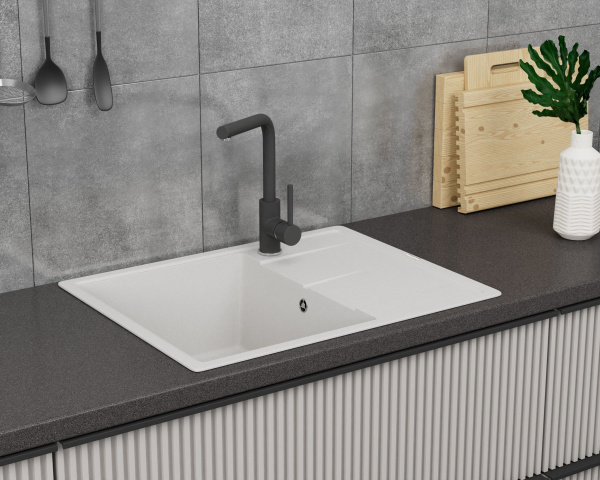 Мойка для кухни врезная кварцевая в комплекте с сифоном BAU Stil Jasmine 65х51, жасмин