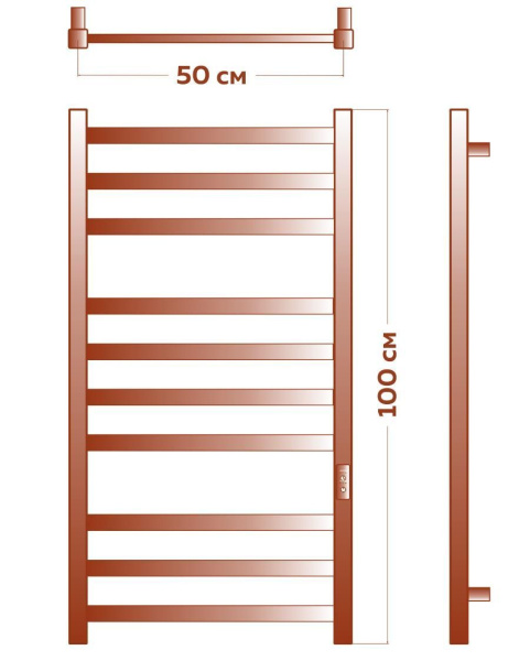 Полотенцесушитель электрический профильный BAU Hotel 50х100, 10 планок, универсальный, белый полуматовый