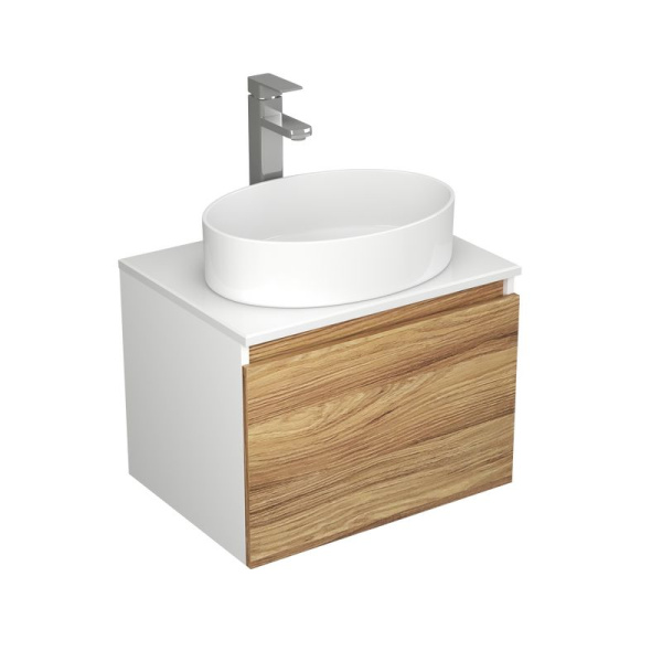 Комплект для ванной, 3 предмета (Тумба Bau Dream Blackwood 60, раковина BAU Nimb 50х36, смеситель для раковины Potato Hotel, хром)