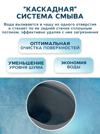 Унитаз подвесной безободковый Bau Stil Dark Matt Grey 51, сиденье дюропласт микролифт, темно-серый матовый