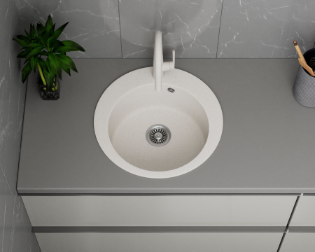 Мойка для кухни BAU Dream Pro D 48, без выпуска, белый песок