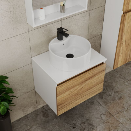Комплект для ванной, 4 предмета (тумба Bau Dream 60 + раковина BAU D40, с отв. под смеситель + смеситель Cerama Black, выпуск клик-клак, черный)