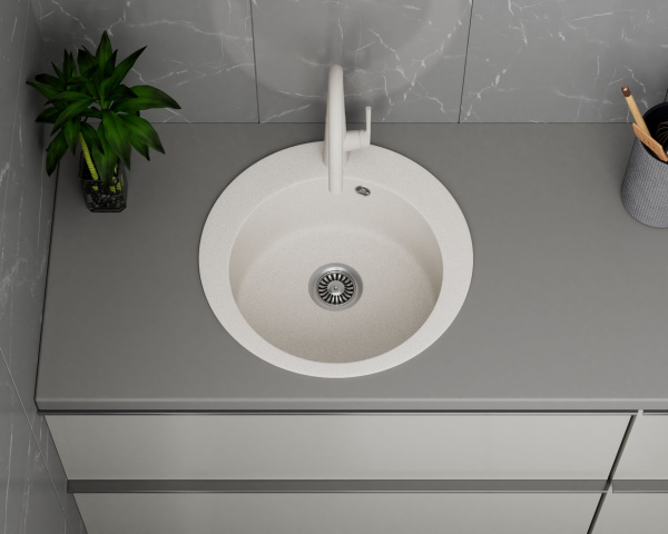 Мойка для кухни BAU Dream Pro D 48, без выпуска, белый песок