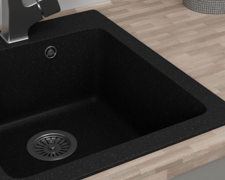 Мойка для кухни BAU Stil Black coal 42х50, выпуск с сифоном в комплекте, черный уголь