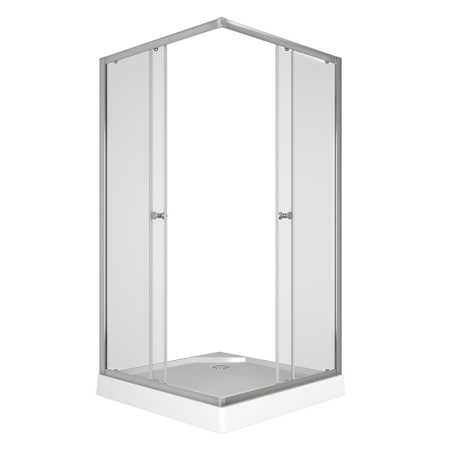 Душевой уголок BAU Stil Hit с поддоном 100x100х195, прозрачное закаленное стекло, хромированный профиль