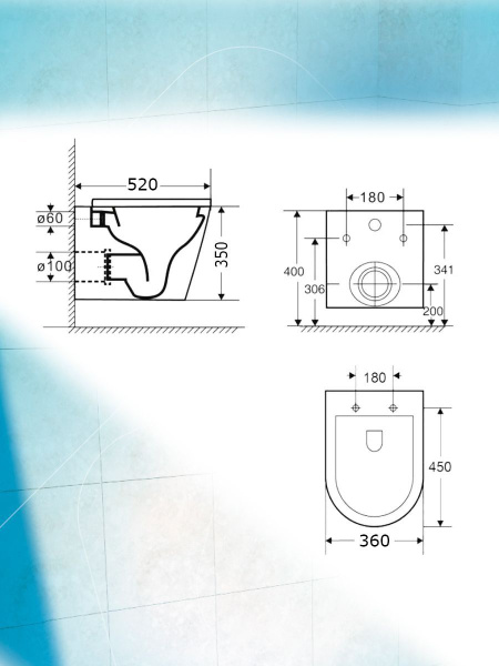 Унитаз подвесной безободковый Bau Nimb, быстросъемное тонкое сиденье дюропласт микролифт