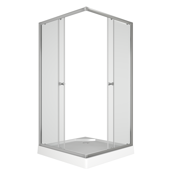 Душевой уголок BAU Stil Hit с поддоном 100x100х195, прозрачное закаленное стекло, хромированный профиль