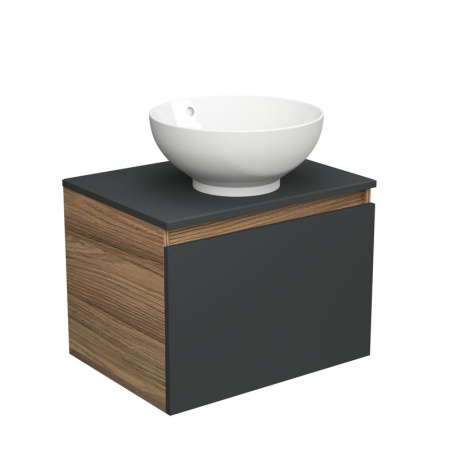 Тумба с раковиной (тумба подвесная Bau Dream Blackwood 60, графит + раковина чаша накладная круглая BAU Dream D41)