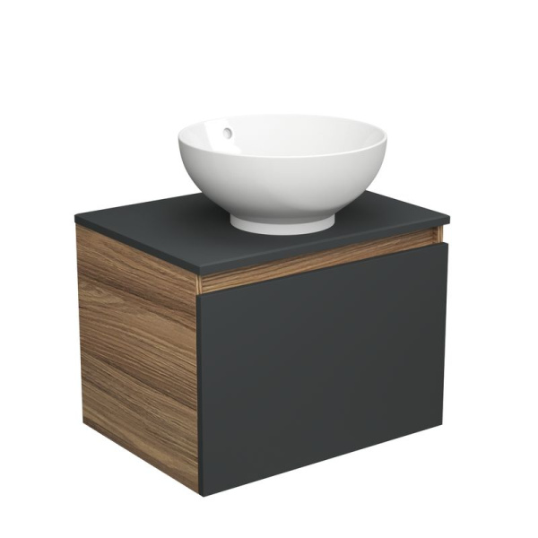 Тумба с раковиной (тумба подвесная Bau Dream Blackwood 60, графит + раковина чаша накладная круглая BAU Dream D41)