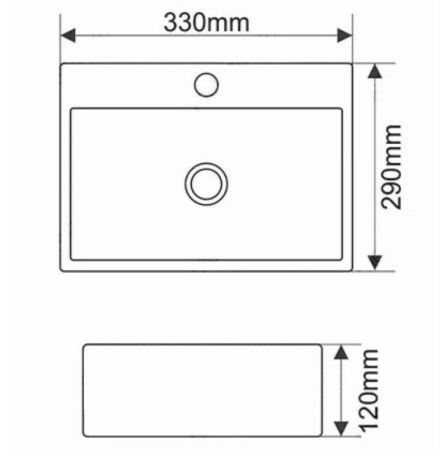 Раковина прямоугольная накладная BAU Cerama Mini 33х28, с отверстием под смеситель, белая