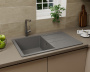 Мойка для кухни оборачиваемая с крылом BAU Stil Gray stone 77х50, выпуск с сифоном в комплекте, серый камень