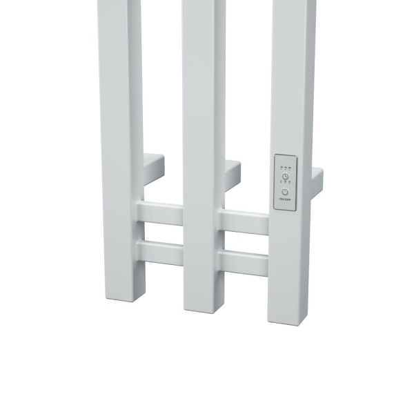 Полотенцесушитель дизайнерский электрический, профильный BAU Stella Square 25х160, 3 коллектора, 2 крючка, белый полуматовый
