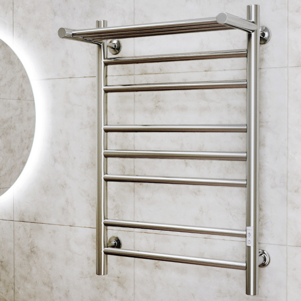 Полотенцесушитель электрический с полкой Маргроид BAU В10 50х80, П7 (2+3+2) с таймером справа, нерж. сталь, хром