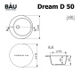 Мойка для кухни BAU Dream Black stone D 50, выпуск с сифоном в комплекте, черный камень