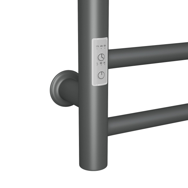 Полотенцесушитель электрический с полкой Маргроид BAU В10 40х80 Gun Grey П7 темно-серый металлик с таймером с таймером слева