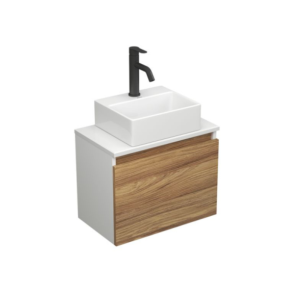 Комплект для ванной, 3 предмета (Тумба подвесная под раковину Bau Blackwood 50 + раковина BAU 33х28, смеситель Dream Black, черный)