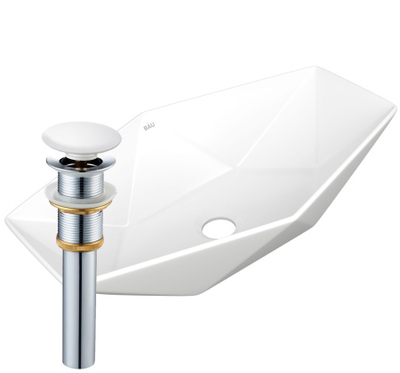 Раковина накладная на столешницу BAU Crystal 64х40, белая + выпуск клик-клак, белый