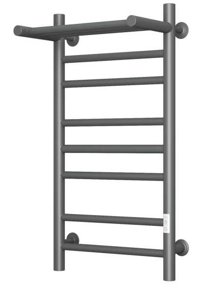 Полотенцесушитель электрический с полкой Маргроид BAU В10 40х80 Gun Grey П7 темно-серый металлик с таймером с таймером справа