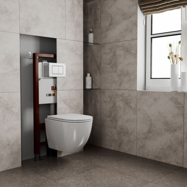 Комплект BAU 6 в 1: инсталляция BAU PRO, унитаз подвесной торнадо Bau Dream Hurricane-3, сиденье дюропласт микролифт, клавиша BAU Stil, хром