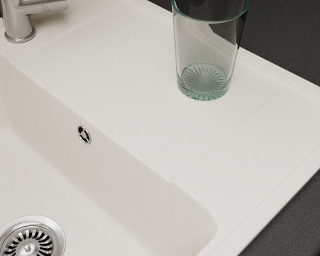 Мойка для кухни с крылом BAU Stil Pro 65х50 без выпуска, белый песок