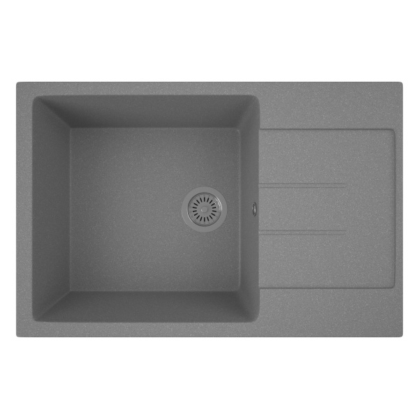 Мойка для кухни оборачиваемая с крылом BAU Stil Gray stone 76х50, выпуск с сифоном в комплекте, серый камень