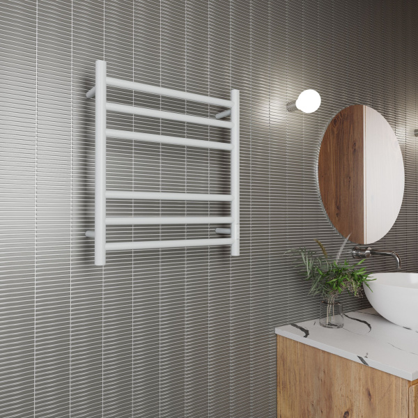 Полотенцесушитель электрический BAU Stil 50х60, 6 планок, универсальный, белый полуматовый