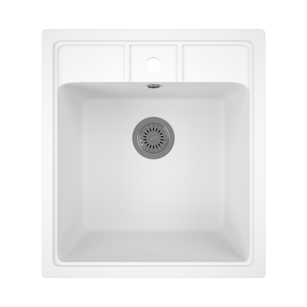 Мойка для кухни BAU Stil White snow 45х50, выпуск с сифоном в комплекте, белый снег