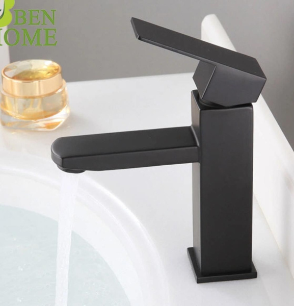 Раковина накладная со смесителем и выпуском (прямоугольная BAU Cerama Mini 33х28 + смеситель Hotel Black, черный, выпуск)