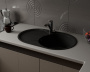 Мойка для кухни оборачиваемая овальная BAU Nimb Black stone 75х48, выпуск с сифоном в комплекте, черный камень
