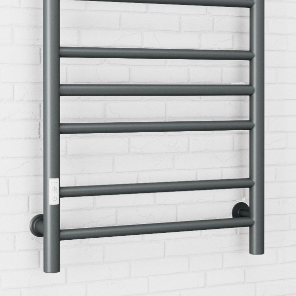 Полотенцесушитель электрический Маргроид BAU В10 Gun Grey 50х80, П8 темно-серый металлик с таймером с таймером слева
