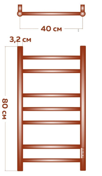 Полотенцесушитель электрический BAU Stil 40х80, 7 планок, универсальный, нерж. сталь полированная