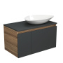 Тумба с раковиной (тумба подвесная Bau Dream Blackwood 80, графит + раковина санфаянс накладная треугольная BAU Triangle Размер 59х39)